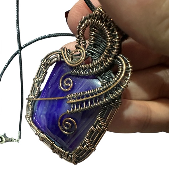 Jewelry - Handcrafted Purple Wire-Wrapped Pendant Necklace